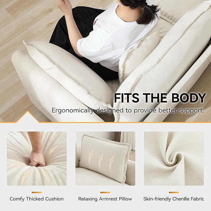 147'' Oversized U Shaped Cloud Sectional Sofa, Chenille Deep Seat Couches