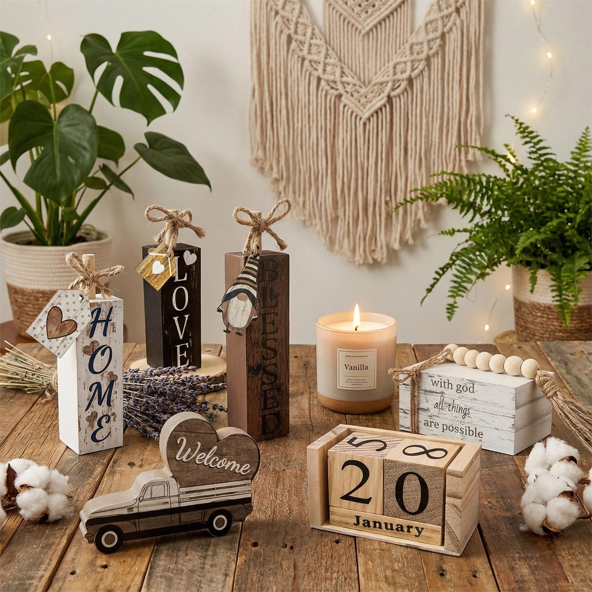 10 Pcs S Double Sided Farmhouse Table Decor Wooden Rustic, Our Home Our Story Life Wooden Book Stack Decor, Home Sweet Home Stacked Blocks Sign for Kitchen Shelf Coffee Table