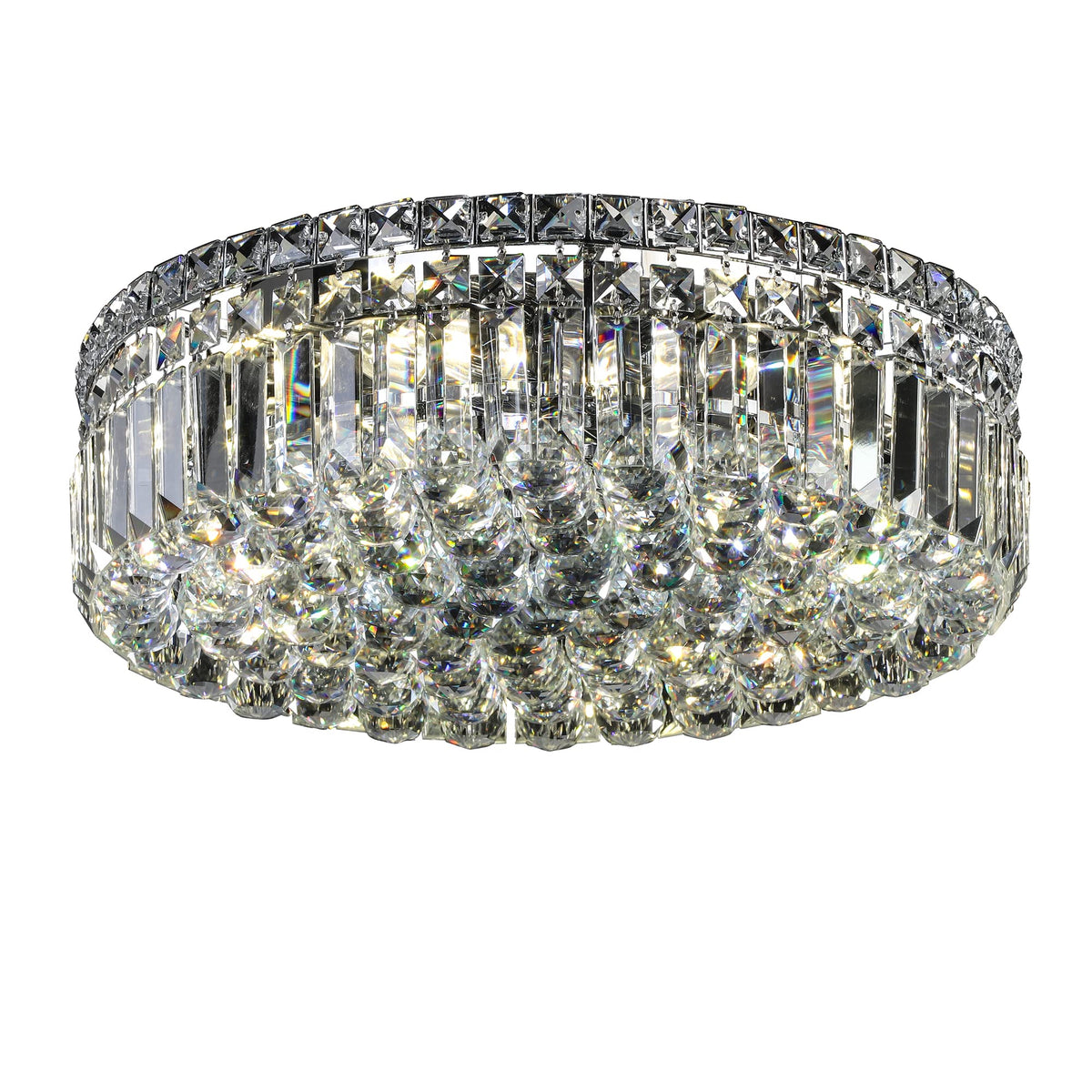 CEENLI 6-Lights Crystal Flush Mount Chandelier Light Fixture with K9 Crystals Modern Ceiling Lights Elegant Pendant Lamp for Bedroom,Hallway,Bar,Living Room,Dining Room,H5.9 xW20 (Bulbs Not Included)