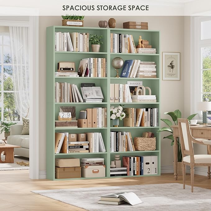 FOTOSOK 6-Tier Open Bookcase and Bookshelf, Freestanding Display Storage