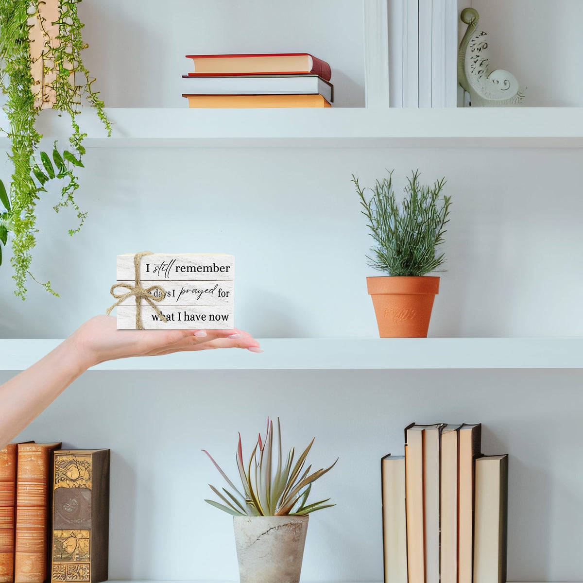 Mini Decorative Books For Home Decor, Small Coffee Table Faux Wood Book Stack Decor, I Still Remember Modern Stacked Decoration, Stacked Display For Shelf Mantel Nightstand, Three Pieces -A(01)