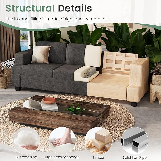 YOUDENOVA Sofa Couch, 3 Piece Set Comfy Sofa, 2 Loveseat & 3 Seater Sofa