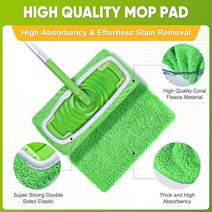 12-Pack Reusable Mop Pads Compatible