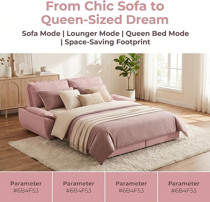 73.2" Sofa Bed Queen, 3-in-1 Pull Out Sofa Bed