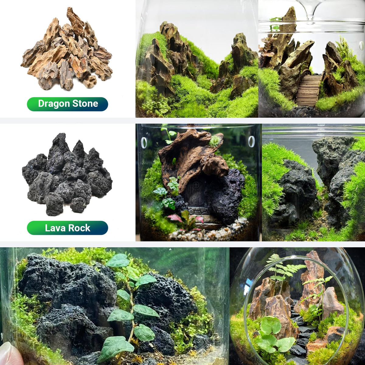 KINGRUI Natural Rocks Dragon Stone 1-2.5 Inches Decorative Rocks for Miniature Terrariums,Fairy Gardens,Bonsai,DIY Crafts, Aquariums Dioramas & Wargaming-1lb