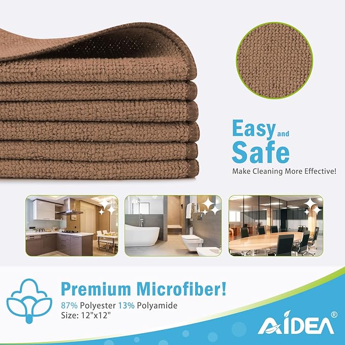 AIDEA Microfiber Cleaning Cloth-12PK, Soft Microfiber Towels