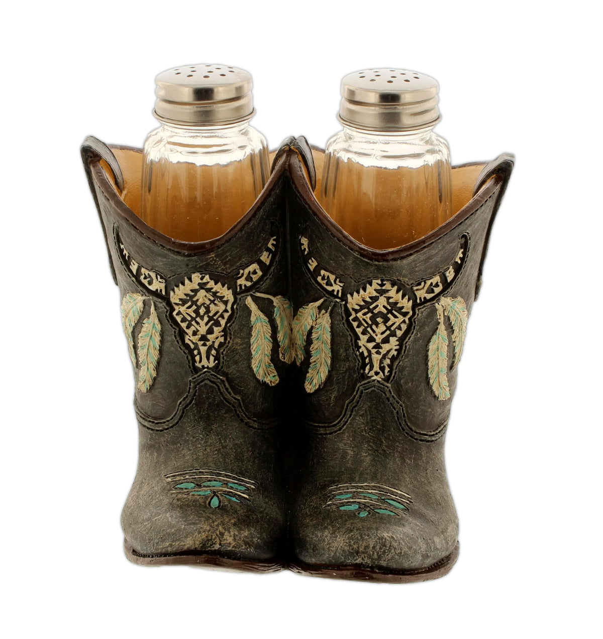 The Bridge Collection Western Cowboy Boot Salt and Pepper Shaker Set - Country Kitchen Table Decor - Unique Farmhouse Dining Accent