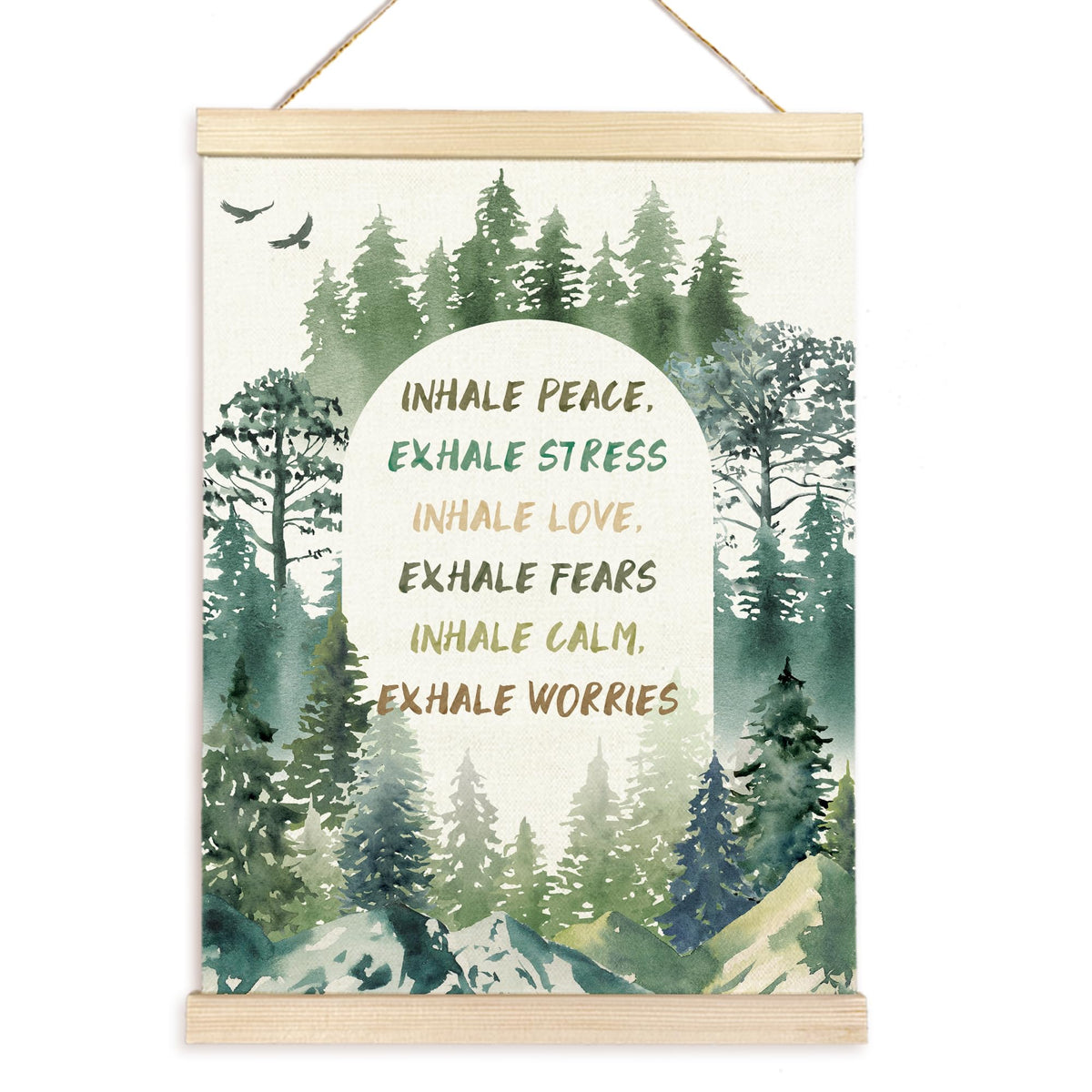 TAEDIN Mental Health Poster Hanger Frame, Forest Inspirational Wall Decorations Wooden Canvas Print, Therapist Office Decor, Therapist Gift, Calming Hanging Sign for Bedroom Office Decor 12X16