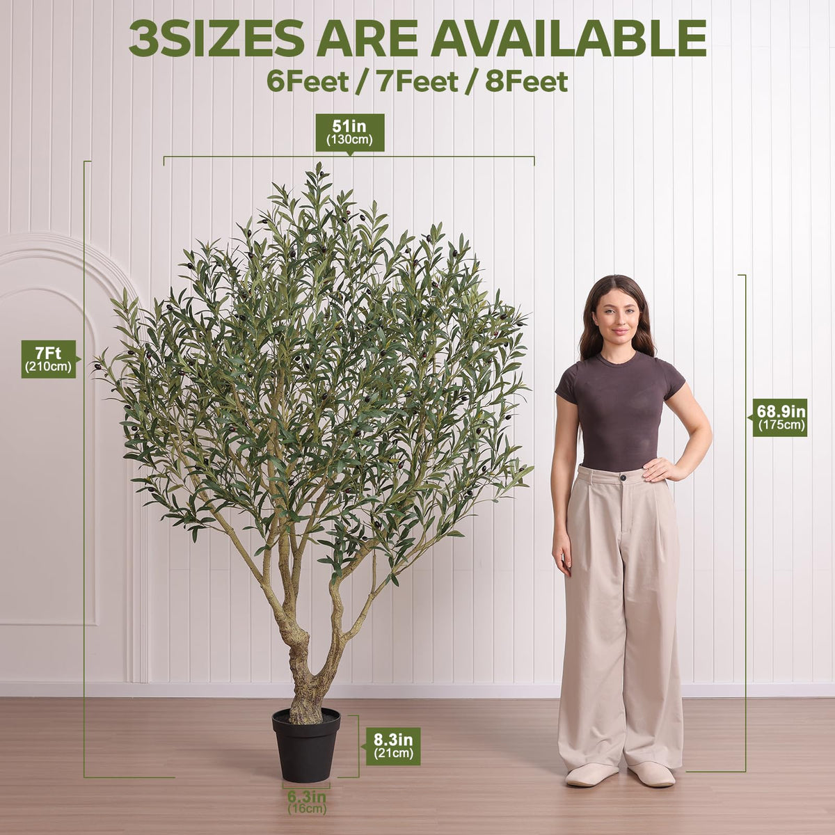 Verinatural Olive Tree Artificial Indoor 7ft - Large Fake Plants - Realistic Faux Olive Tree in Pot - Tall Artificial Plants for Home, Patio, Living Room, Office Decor,VN138