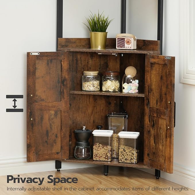 HOOBRO Corner Shelf with Storage, Tall Corner Cabinet, 5-Tier Bookshelf Stand