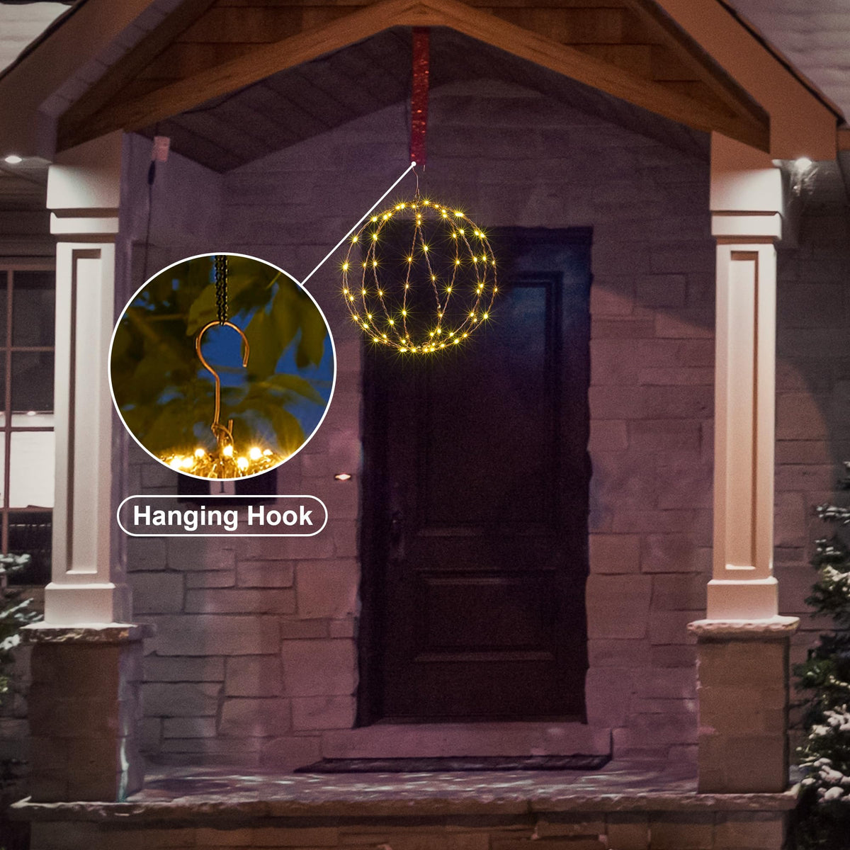 LIGHTSHARE 248LED 12IN+16IN+20IN Light Ball Yard Decoration Pathway Lights Brown Sphere Light Fold Flat Metal Frame Indoor Outdoor Waterproof Garden Lights, Plug in(Set of 3)