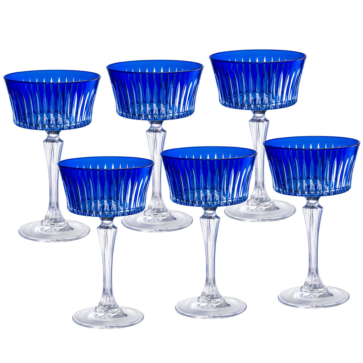 Barski Colored Champagne Coupe Glasses - Cobalt Blue Cocktail Coupe Glass, Stemmed Martini Glassware, Can be used for Dessert, Ice Cream - Blue - Set of 6 - Gift Ready - 8.7 oz., Made in Europe