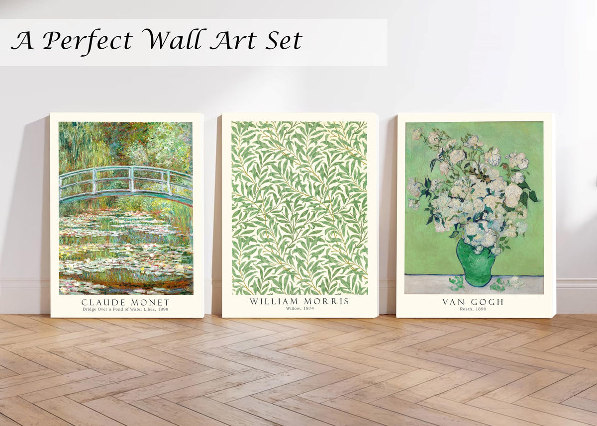 Induslyfe Framed Grass Wall Art Canvas Decor Set of 3, Matisse Mid Century Modern Art, Aesthetic Floral Botanical Prints Posters for Bedroom, Living Room, Bathroom 12x16