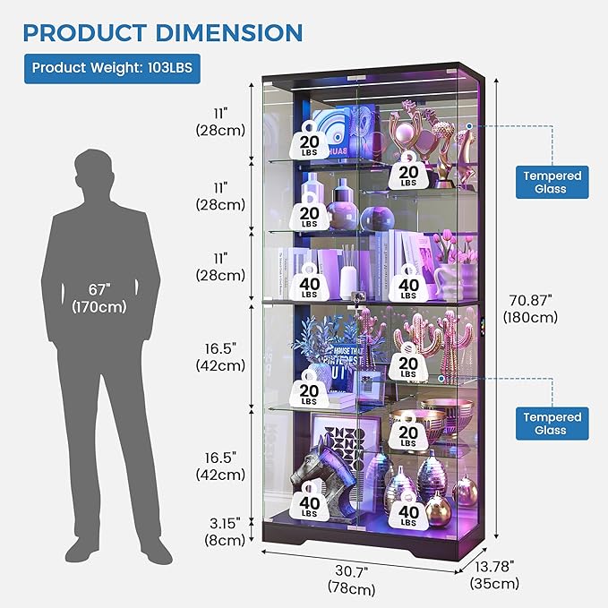 HNEBC 71” Display Cabinet with Glass Doors