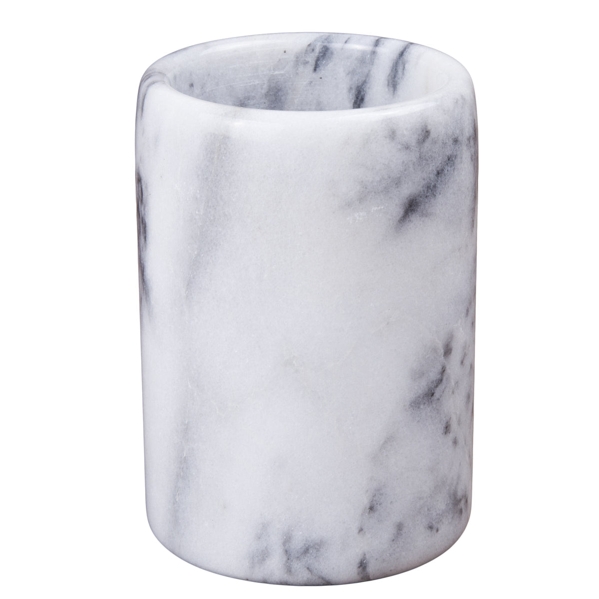 Luxury Hand-Carved Natural Marble Toothbrush & Makeup Brush Holder – Heavy-Duty Taiwan Yushan Stone for Bathroom, Vanity, Office & Desk Organizer (3.3” x 4.5”, Off-White)