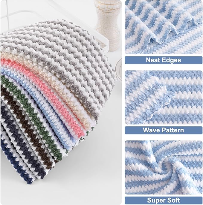 Homaxy 12 Pack Kitchen Dish Cloths, Ultra Soft and Absorbent Dish Towels