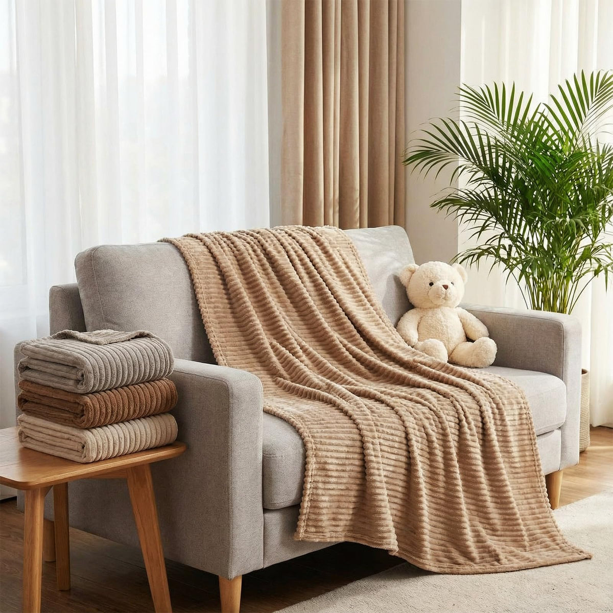 Buryeah 50 x 60 Inches Fleece Throw Blanket Soft Cute Warm Plush Flannel Fluffy Blankets for Wedding Sofa Couch Bed Seasons Employee Appreciation Gifts Bulk(Dark-Brown, Brown, Light Brown,6 Pack)