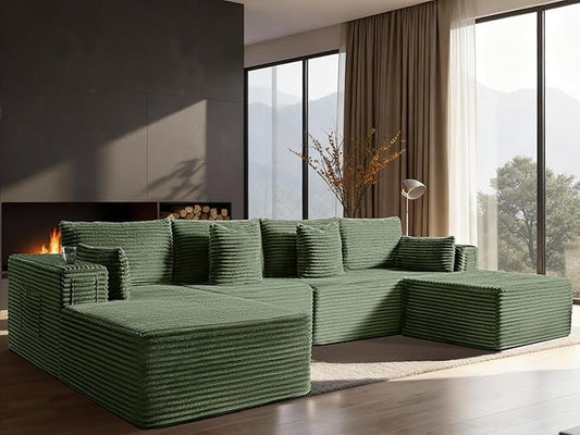 138" Cloud Sectional Couch, Comfort U Shaped Boneless Couch