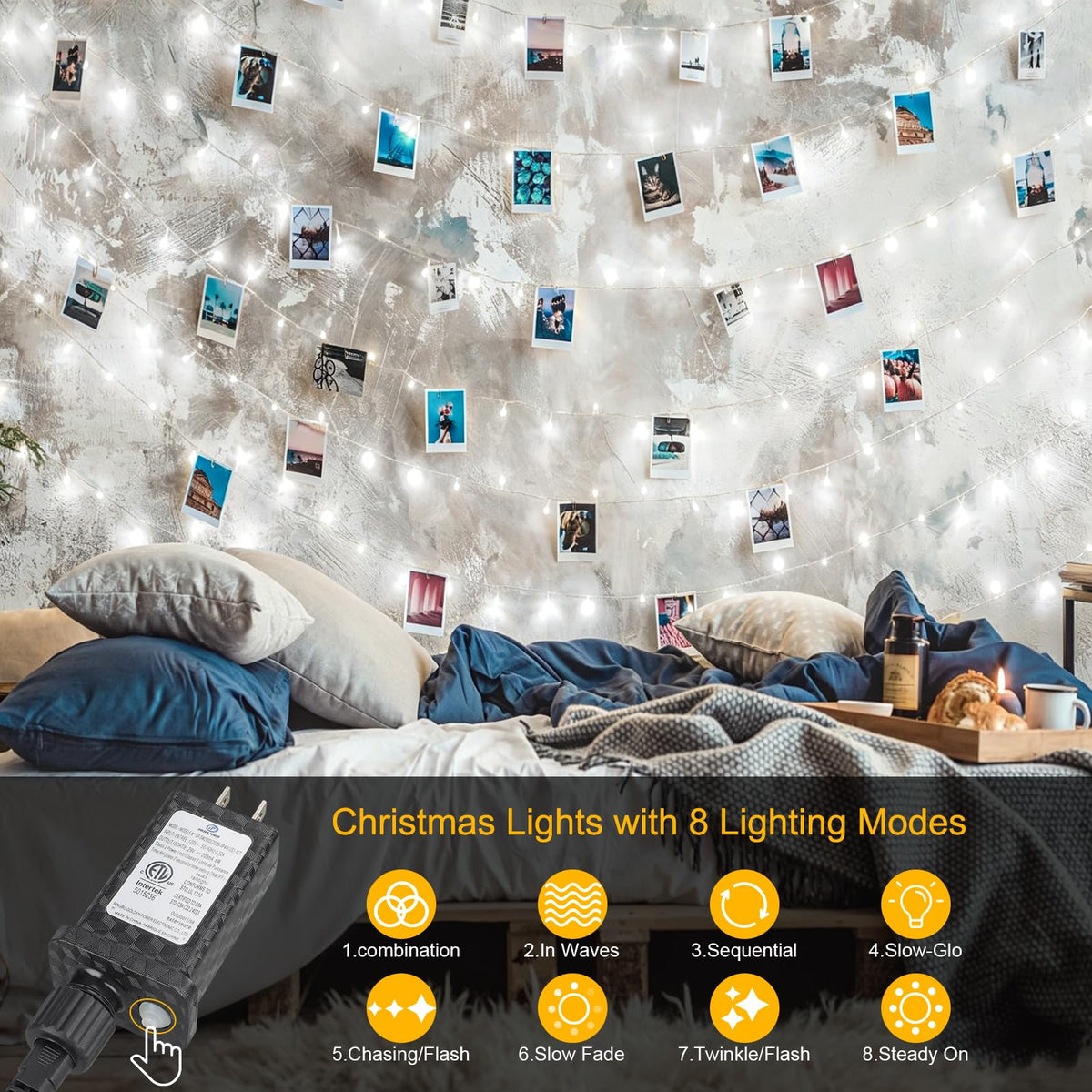 66FT 200LED Christmas Lights Plug in,Connectable Fairy Lights with Plug/Timer/8 Modes, Christmas Tree Lights Lighting Outdoor Indoor Garden Party Wedding Christmas Tree Decoration(Cool White)