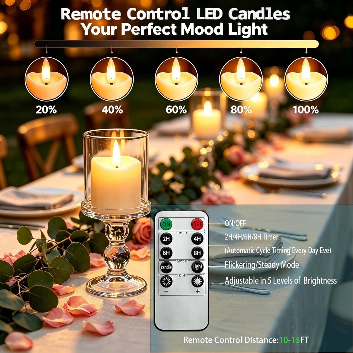 Rechargeable Flameless Tea Light Candles with Timer Remote, 1.5"x2.2" Electric Fake Flickering Votive Candles for Aniversary Wedding Centerpiece Table Decor Funeral Halloween Christmas (6 Pack)