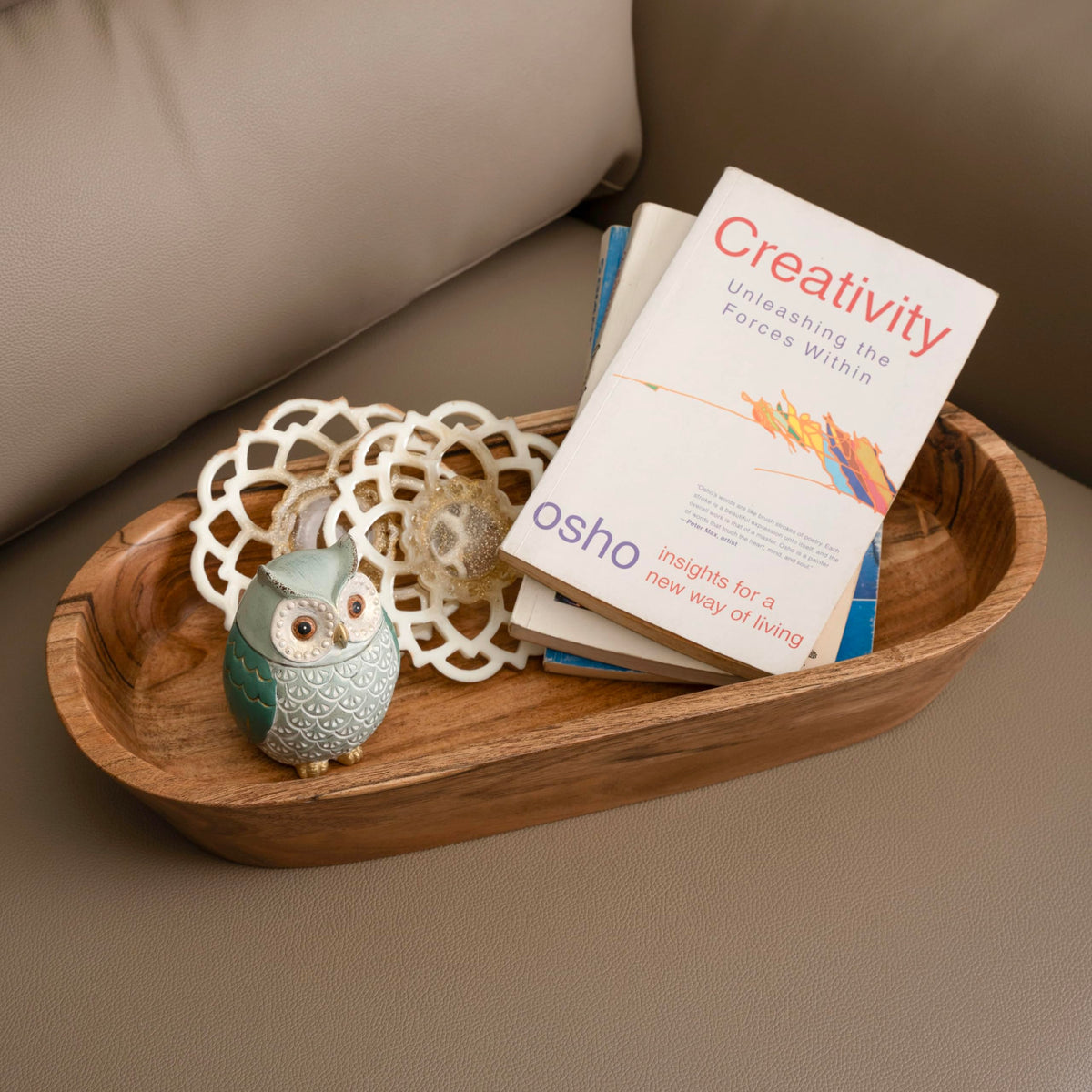 Wooden Dough Bowl – Handmade Decorative Bowls for Home Decor, Bathroom, Kitchen Counter & More - Acacia Wood Large Dough Bowl Fits Cosmetics, Keys & Other Knick Knacks – Great Boho Home Decorations