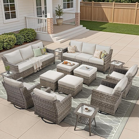 14 Piece Patio Furniture Set-High Back Outdoor Furniture Set Sectional Sofa