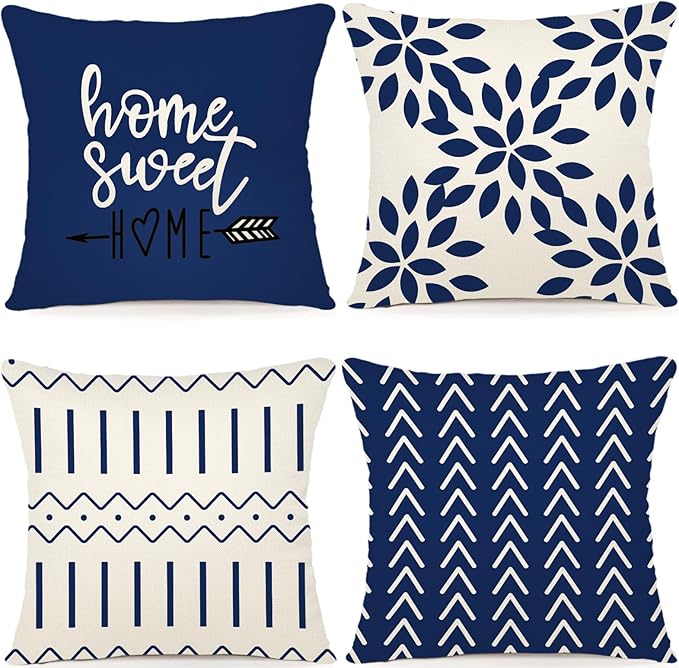 YCOLL Pillow Covers 16x16 Set of 4, Modern Sofa Throw Pillow Cover, Decorative