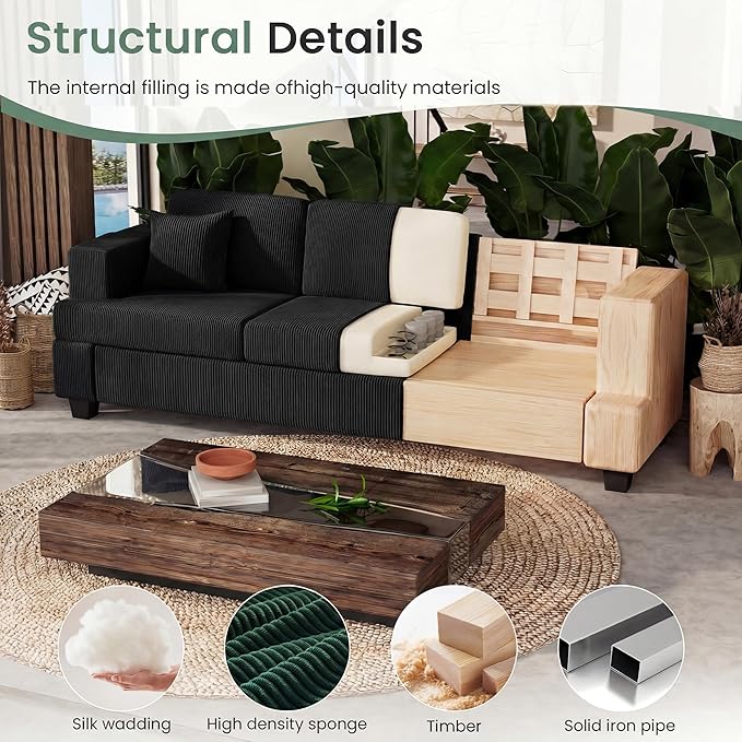 YOUDENOVA 63” Corduroy Loveseat Sofa Couch