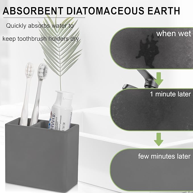 Diatomite Toothbrush Holder 2 Slots Tooth Brush Holder