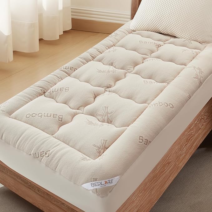 BEDLORE Twin XL Mattress Topper Viscose Derived from Bamboo, Thick Pillow Top