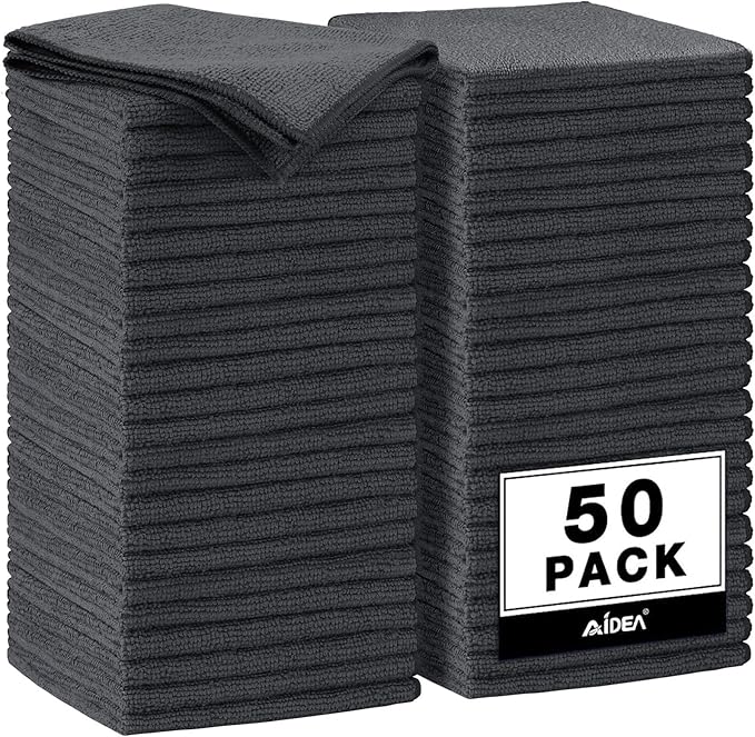 AIDEA Microfiber Cleaning Cloth Grey 50PK, Microfiber Towels