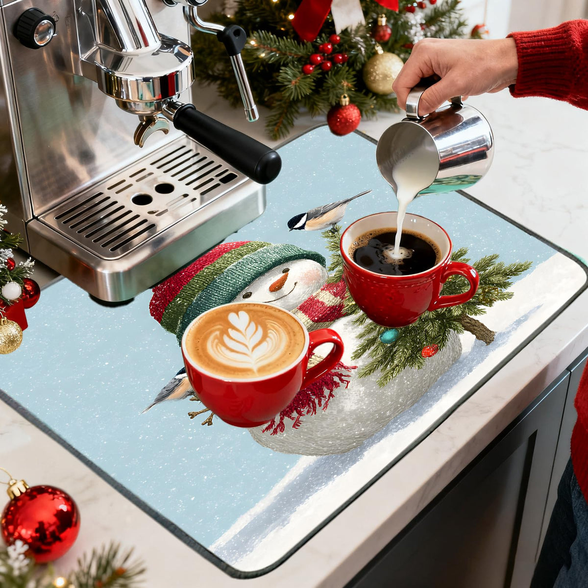 Nuxovilar Christmas Washer Dryer Dust Cover - Playful & Classic Festive Decor Protector for Laundry Room/Area/Space (YTT12861)