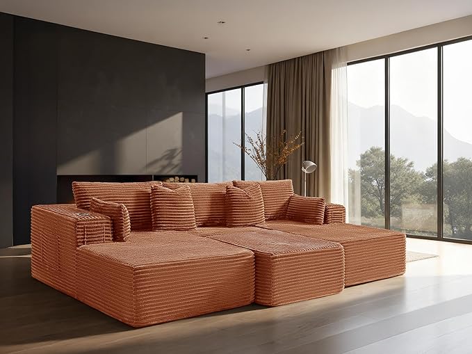 108" Cloud Sectional Couch, Comfort Sleep Sofa