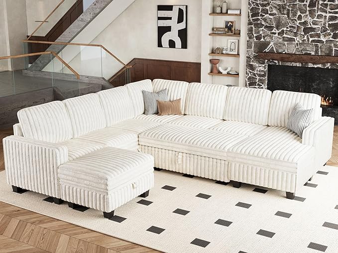 Belffin Plush Corduroy Modular Sectional Sofa Armrest Part Module
