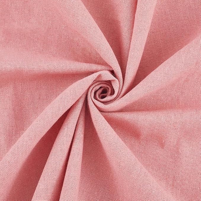 59.06 Inch Pink Linen Embroidery Fabric Needlework Cloth Soild Fabric
