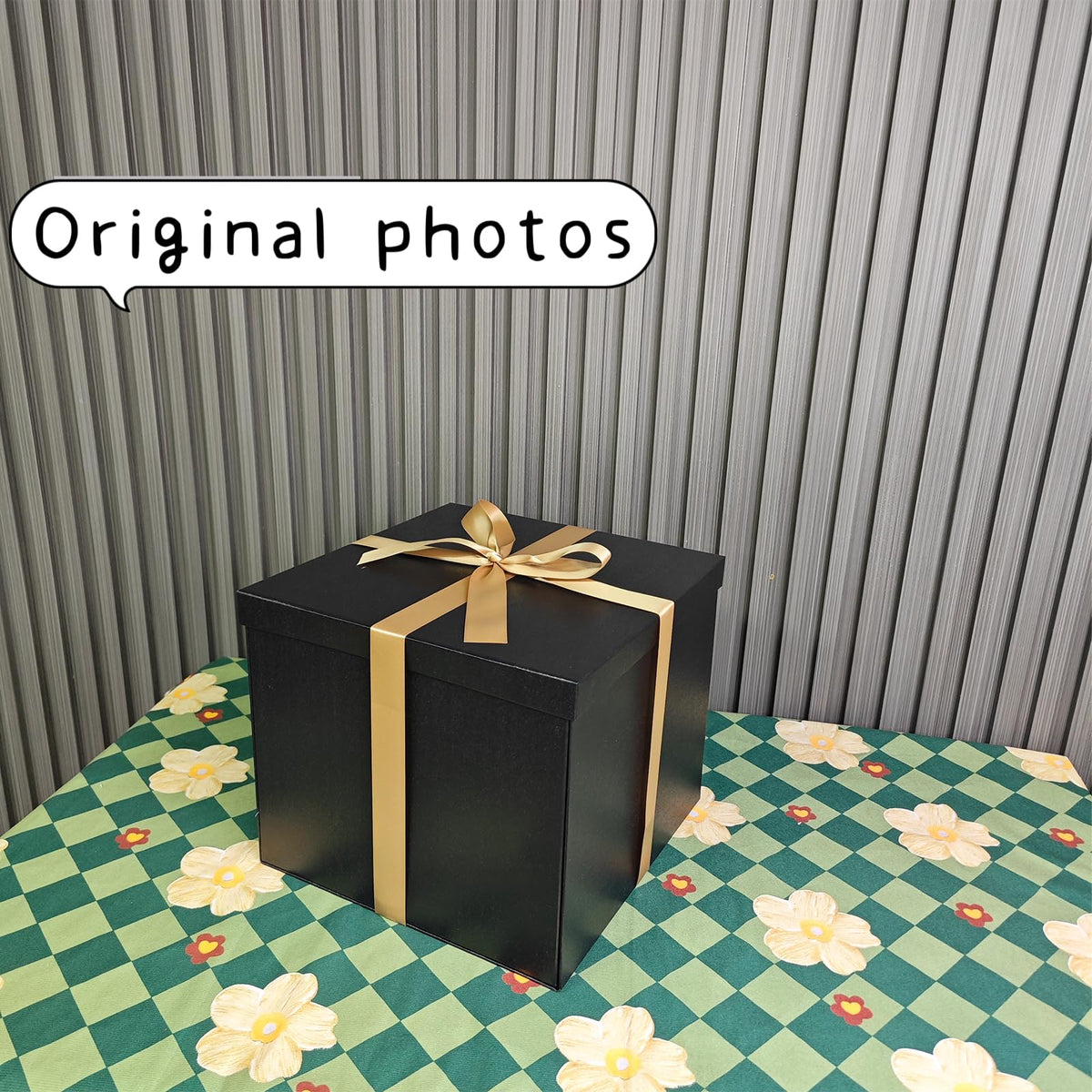 YINUOYOUJIA Large Gift Box 12x12x10 Inches,Black Boxes for presents with Ribbon,Card,Shredded Paper for Birthday,Valentine's Day,Mother's Day,Christmas,Anniversaries.