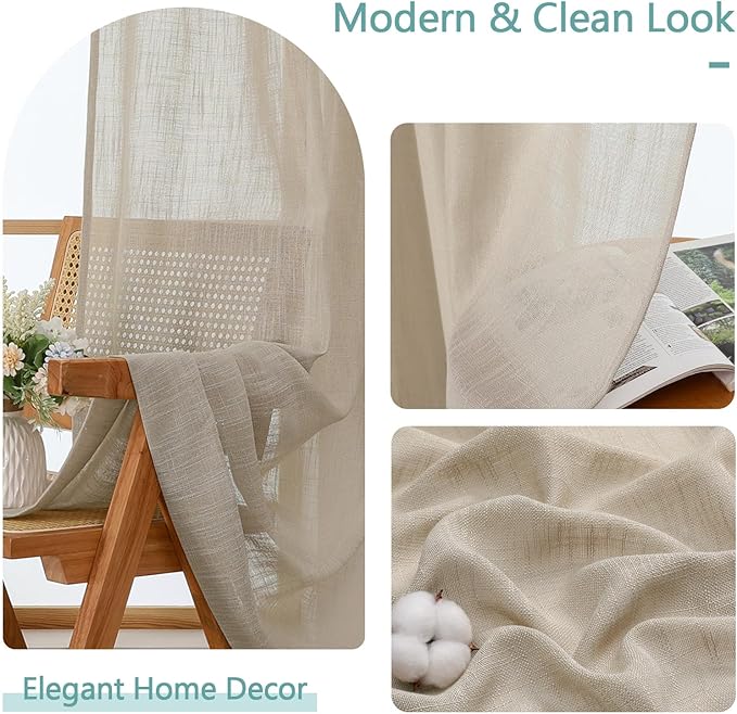 Chyhomenyc Semi Sheer Curtains 96 Inches Long 2 Panels
