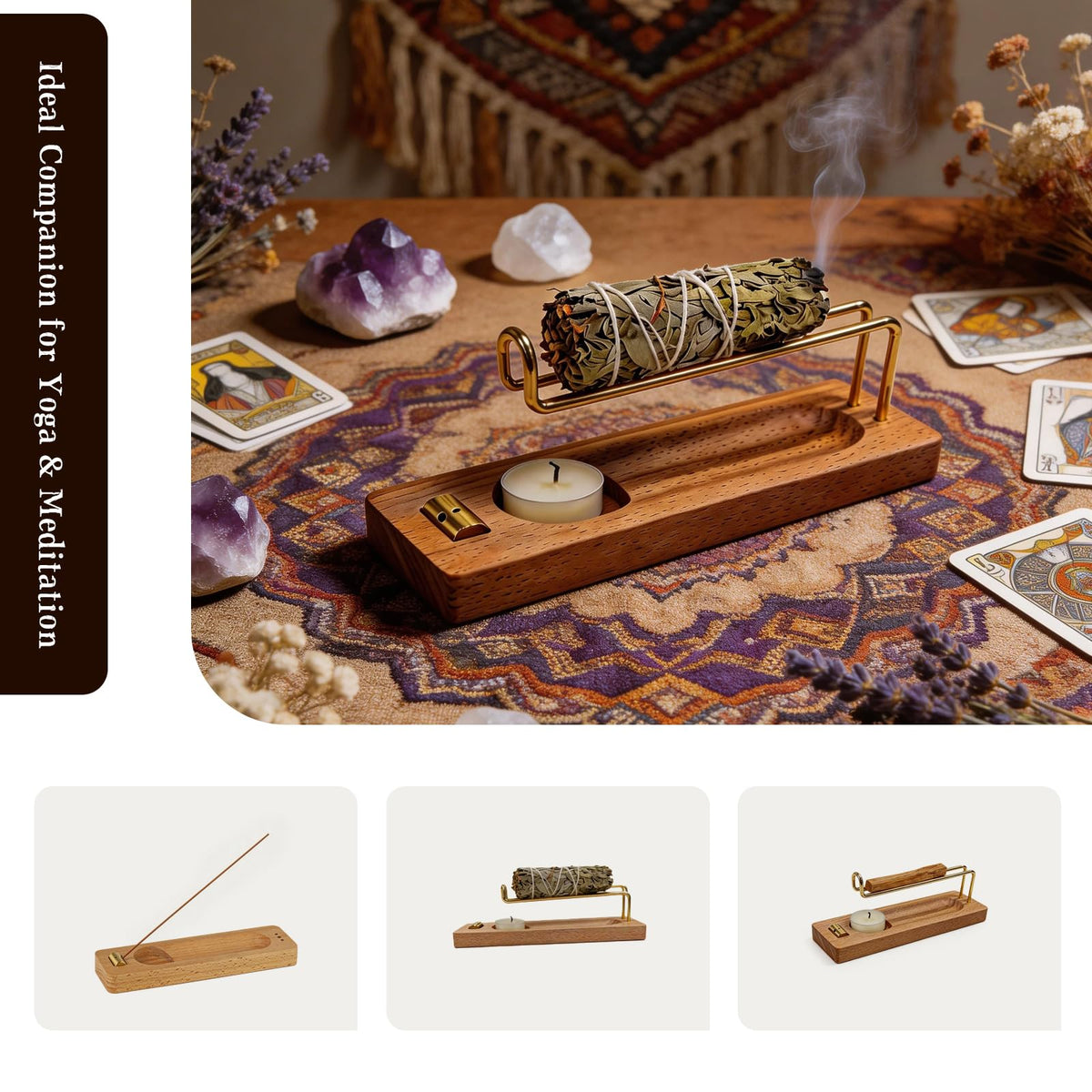 4 in 1 Incense Holder for Sticks & Incense Burner, Durable Sage Holder for Burning, Perfect for Yoga Meditation