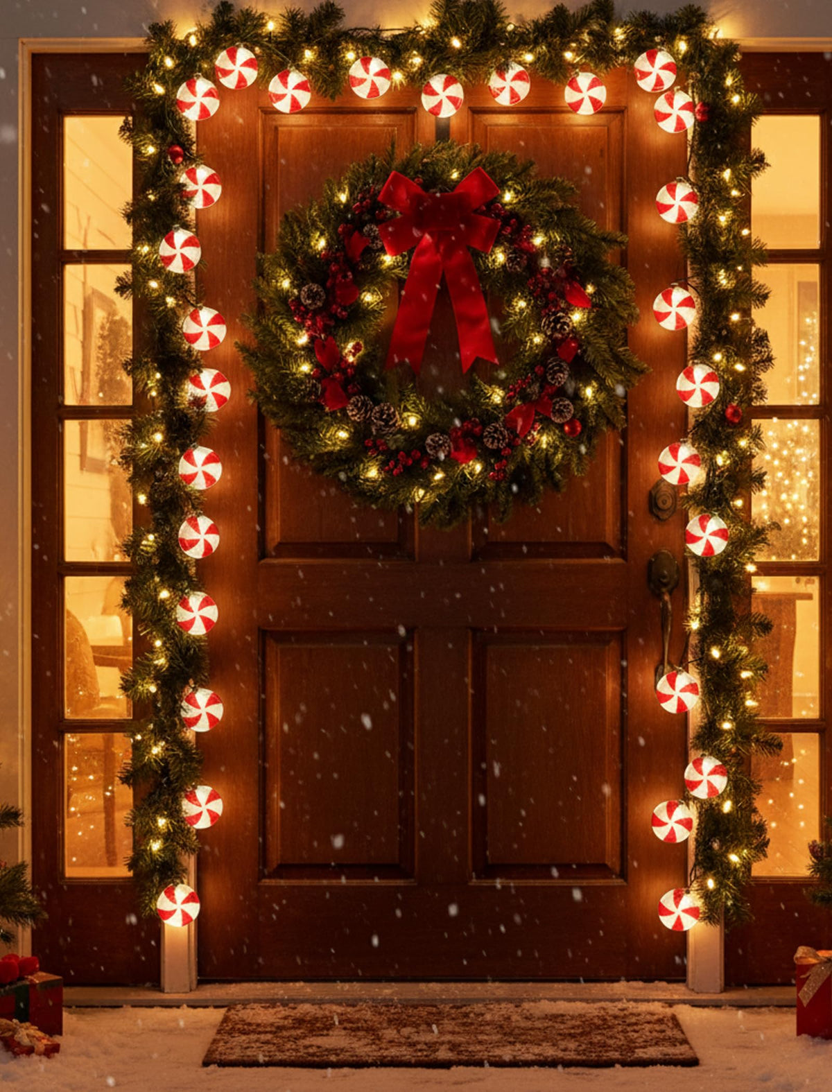 Xingzd 8.5Ft Christmas Candy Light, Christmas Decorations String Lights with 10 Red White Peppermint Bulbs, Plug in Fairy Lights for Indoor Party Kid's Room Xmas Tree Patio Bedroom Garden Decor
