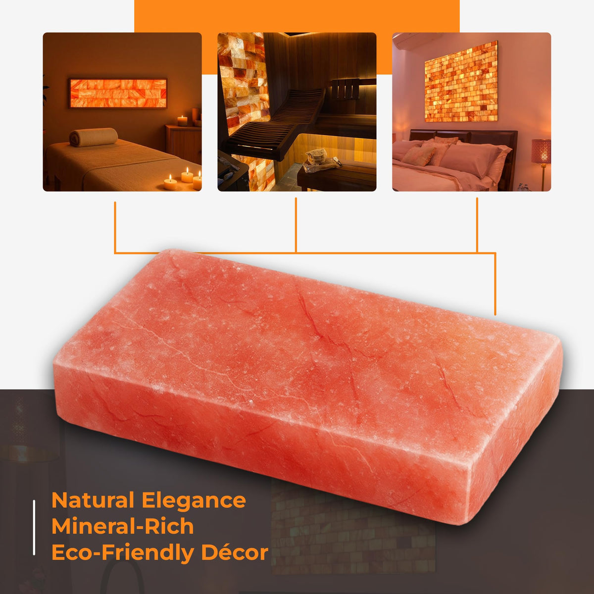 ZK Himalayan Salt Tiles 8"x4"x1" – Pack of 4 Natural Pink Salt Bricks for Sauna Walls, Salt Blocks of 2.5 lbs for Spa Rooms, Backlit Salt Walls & DIY Wellness Décor