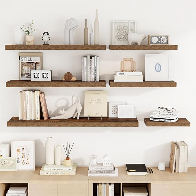 Acovy 24 Inch Floating Shelves, 3D Textured 24"x9.25"x1.5" Inch Deep Floating