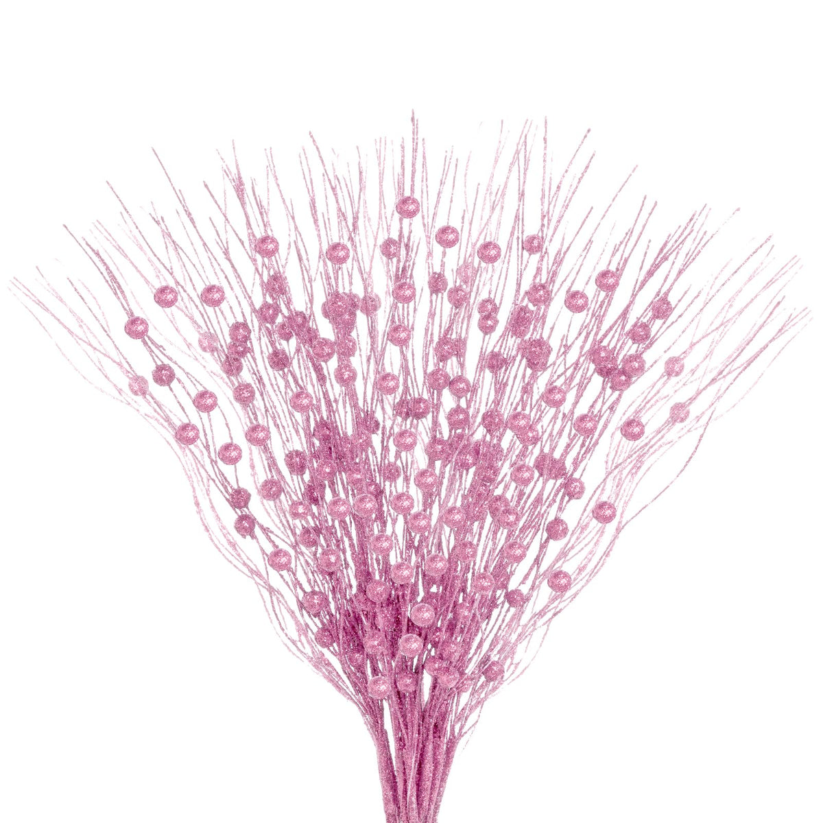 Jmkcoz 12 Pack Christmas Glitter Curly Spray Picks Berry Stems Wispy Willow Christmas Berry Picks Sprays Glittered Twigs for Christmas Tree Topper Wreath Garland Decoration Floral Arrangement (Pink)