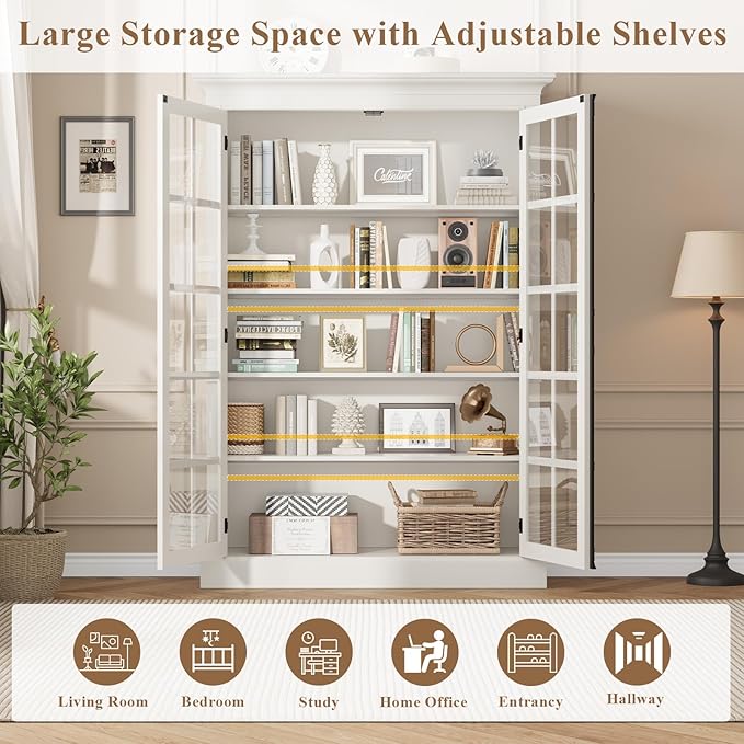 QUW Modern 65" Display Cabinet, 5-Tier Bookcase