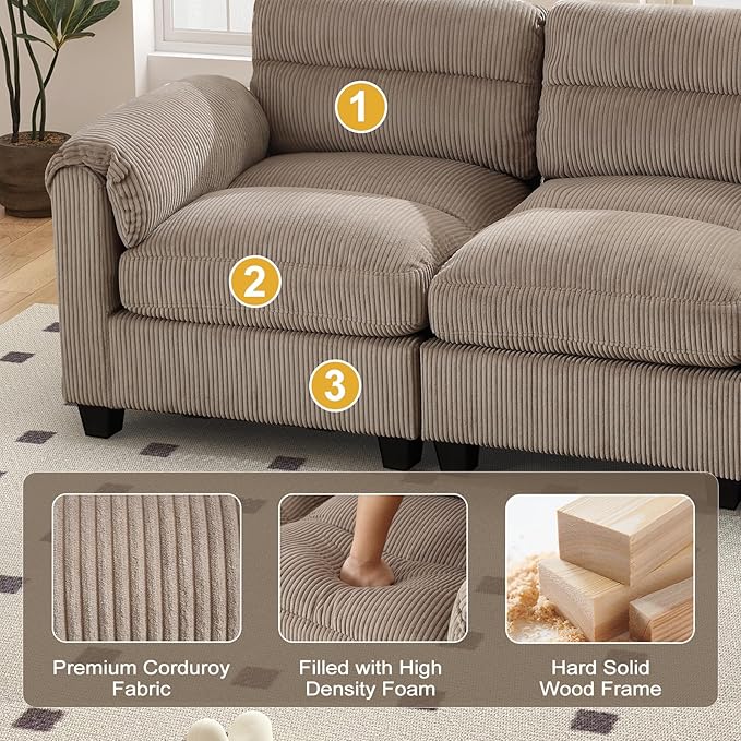 HAOMARKETS Corduroy Sofa Set, Upholstered Loveseat