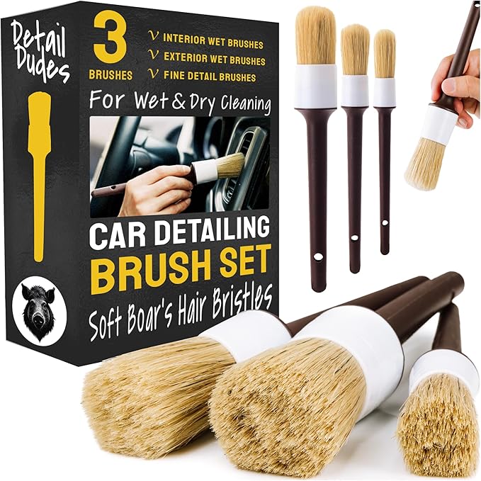 Soft Boar Hair Car Detailing Brush Set