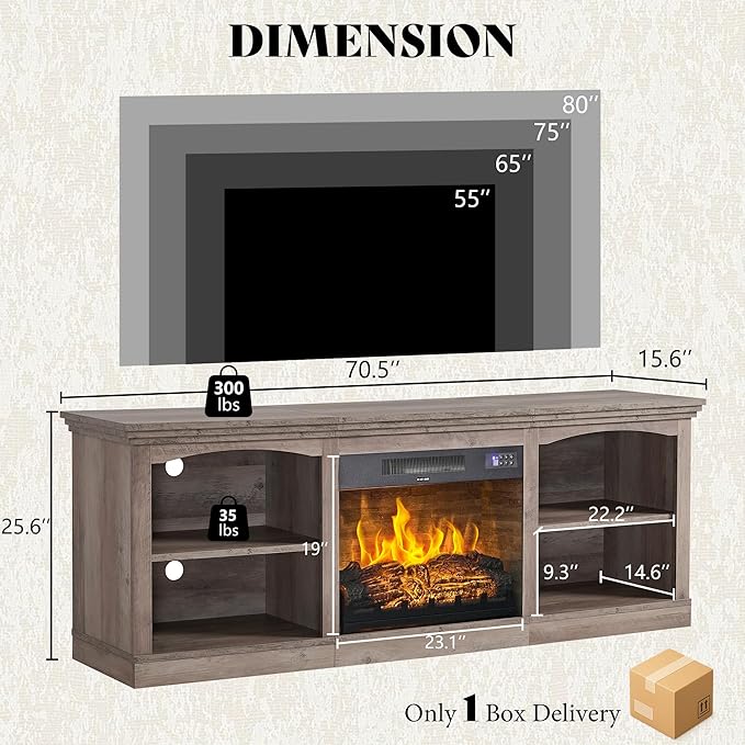 AMERLIFE 70 Inch Fireplace TV Stand