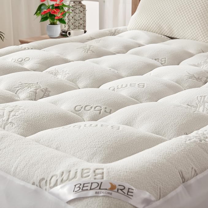 BEDLORE King Mattress Topper Viscose Derived from Bamboo, Thick Pillow Top