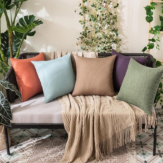 MIULEE Pack of 2 Decorative Outdoor Solid Waterproof Throw Pillow Covers Spring