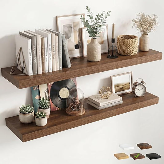 12 inch Deep Floating Shelves for Wall, 55 inch Wide Engineered Wood Wall