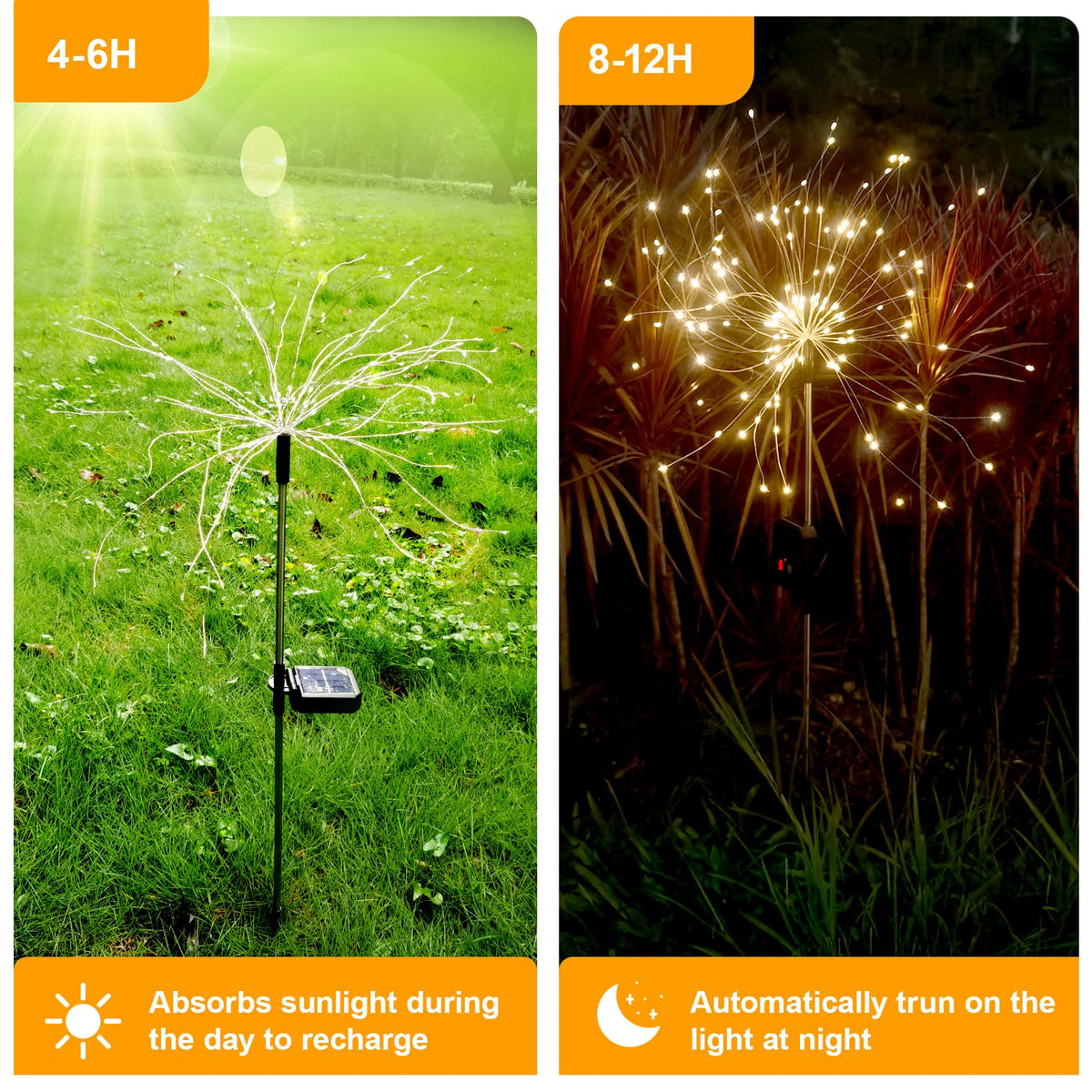 Galavasen Solar Fireworks Lights for Outside, 150 LED Firework Solar Lights Outdoor Waterproof,Garden Fairy Twinkling Tree Stake for Yard Patio Pathway Wedding Christmas Diwali Decor 8 Pack Warm White